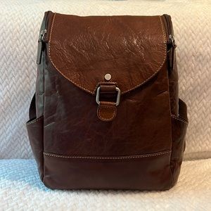 Jack Georges Voyager Convertible Backpack Leather Brown Cognac Unisex